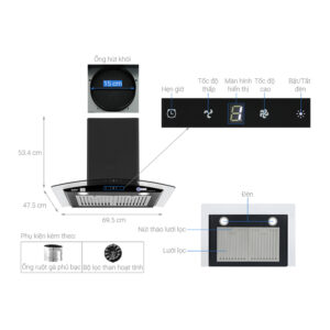 MÁY HÚT MÙI KÍNH CONG KAFF KF - GB209TB